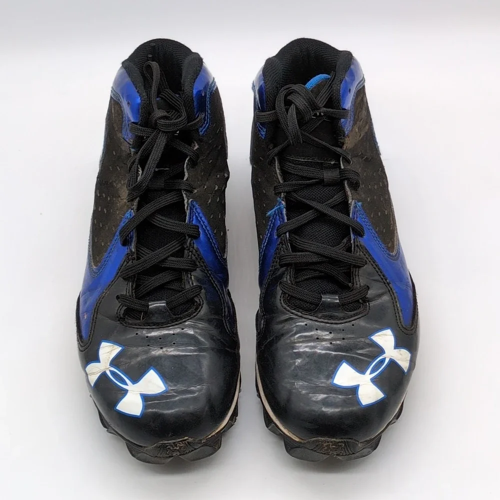 Under Armour Shoes Mens Hammer Black Blue 7 Football Cleats Mid Top 1258031-041